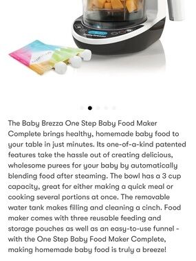 Baby Brezza Complete One Step Baby Food Maker - White and Black